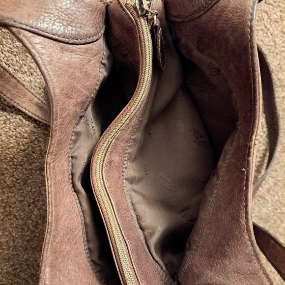 Vintage Fossil Leather Brown Purse #75082 With Double Straps & Lots of Storage - Picture 5 of 13